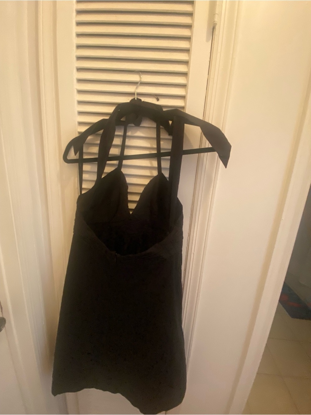 BCBGMAXARIA Black Halter Mini Dress with Tie Neck